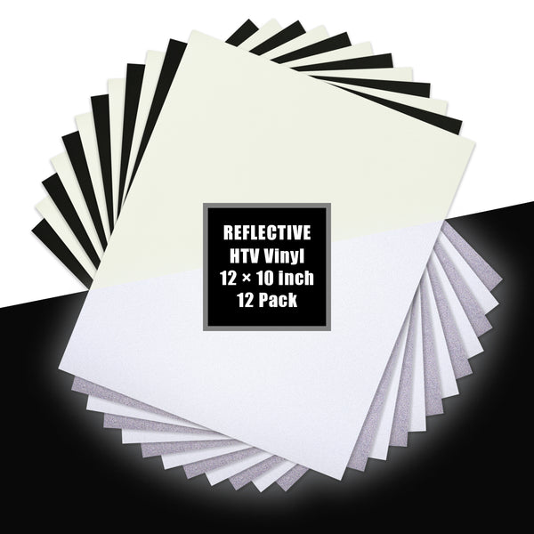 CORUSCANT Reflective Heat Transfer Vinyl Sheet:12 Packs 2 Assorted Colors  12 x 10 HTV (Black&White)